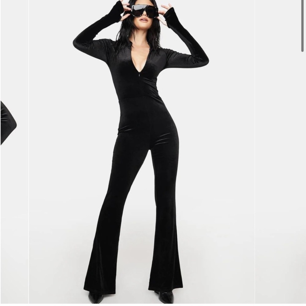 Edikted Black Flared Jumpsuit Retro Style